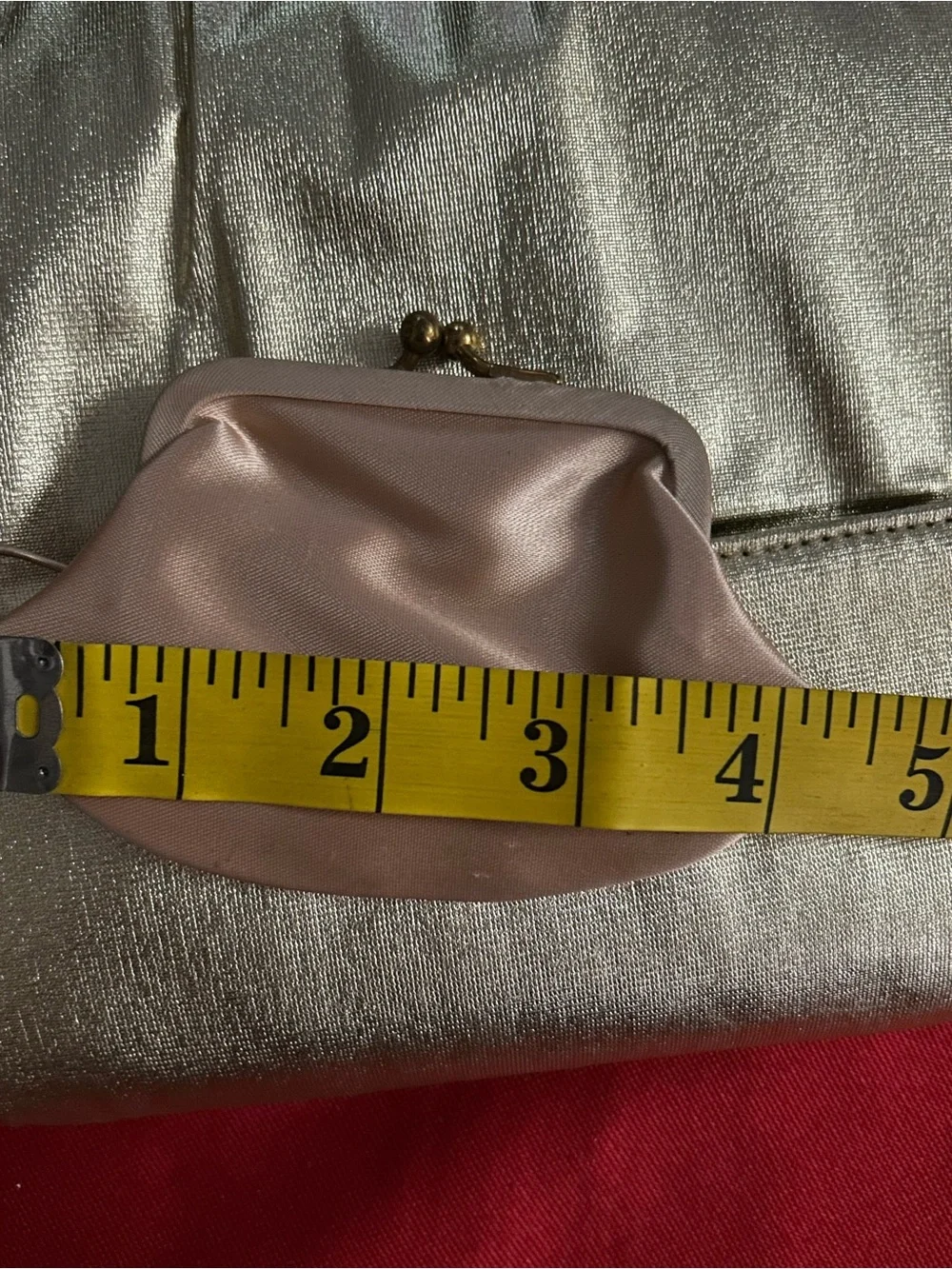 VTG HL Gold Clutch Purse W/Attached Coin Purse & Adj Chain Strap Clasp Closure